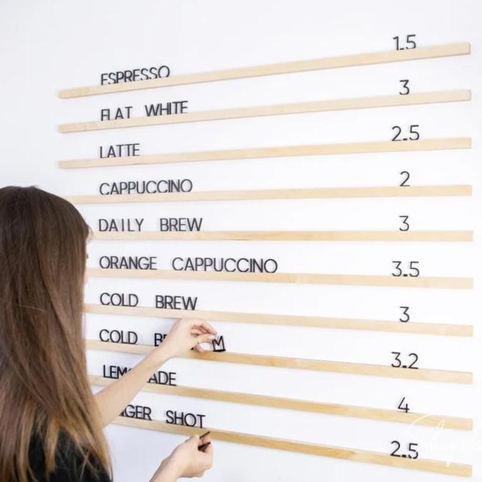 

ready Papan Menu Cafe Kayu Dinding / Letter Board Cafe / Menu Huruf Dinding