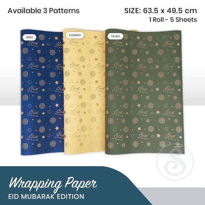 

ready stock Kertas Kado Lebaran foil premium (5lembar)