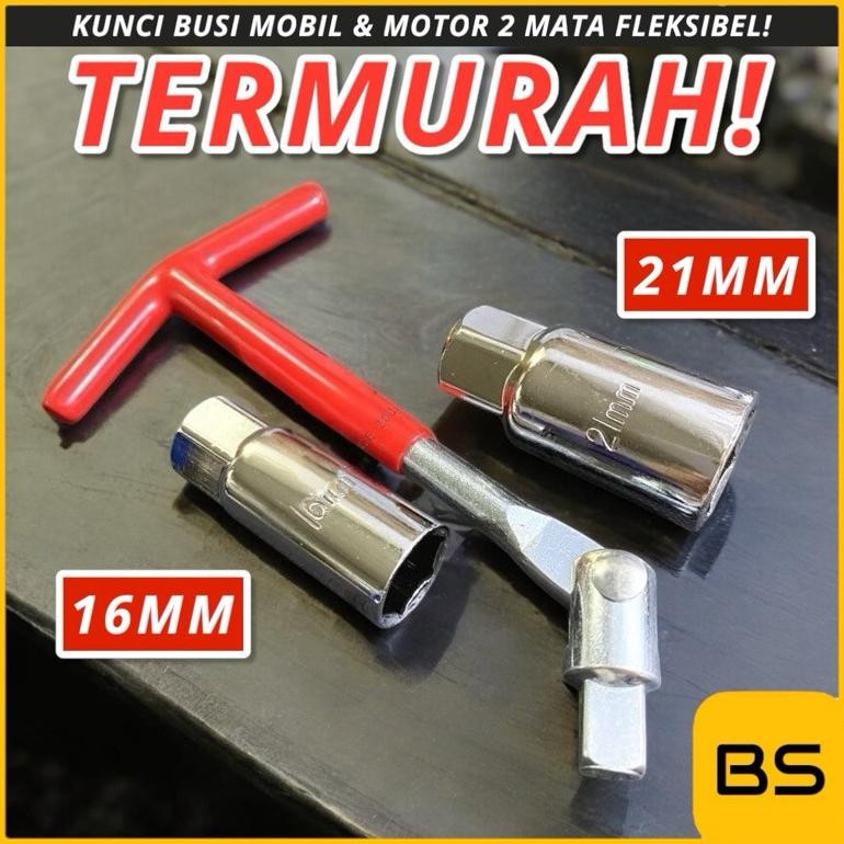 Kunci Busi 2 Mata Fleksibel 8 Inch 16mm dan 21mm Kunci T Mobil Motor