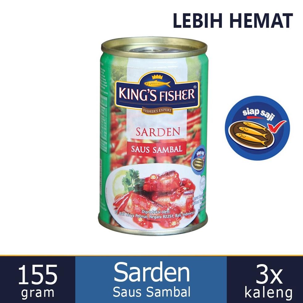 

ready King's Fisher Paket 3 pcs Sarden mini saus sambal Makanan Kaleng 155 gr murah