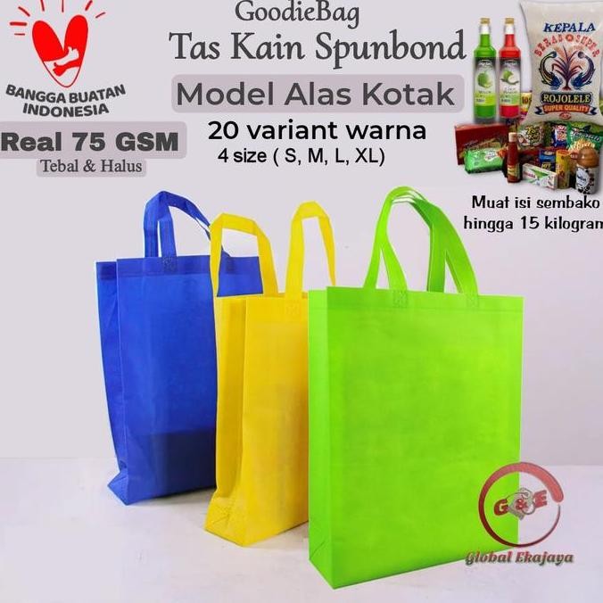 

ready stock (Model Alas Box Kotak Real Tebal 75 GSM) Goodiebag Tas Kain Spunbond