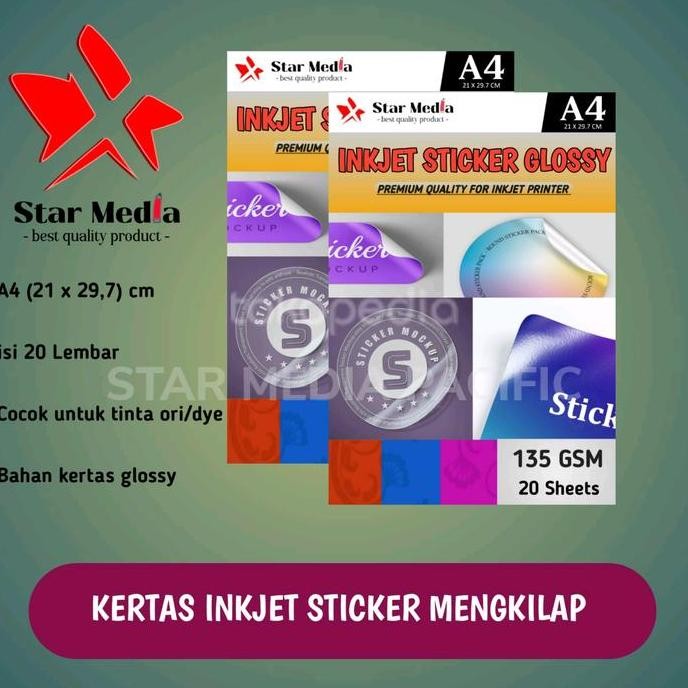 

baru Kertas inkjet Sticker Glossy 135 GSM A4 20 Lembar/Stiker fotoMengkilap