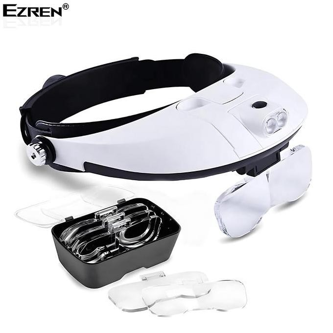 

Ezren Mg81001 Led Headband Magnifier Lensa Kaca Pembesar Topi