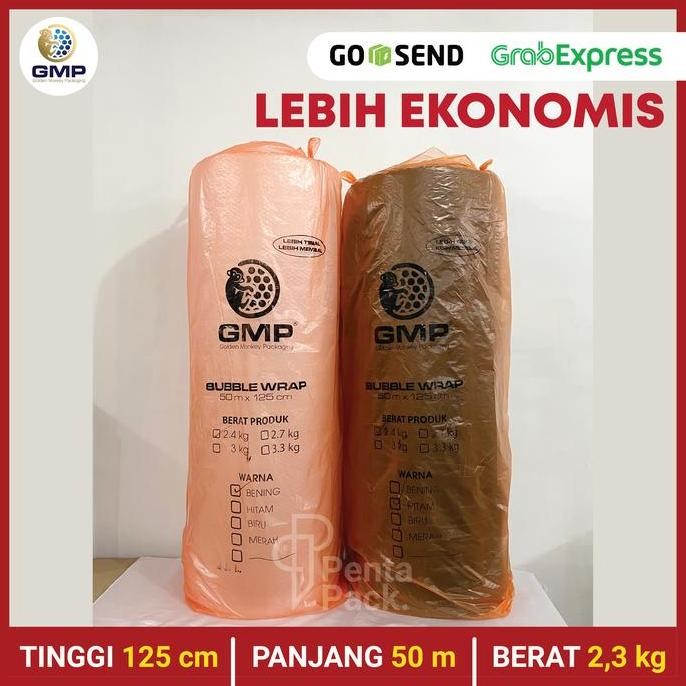 

ready stock [Berat 2,3 kg] Bubble Wrap GMP 125 cm X 50 m (Bening/Hitam)