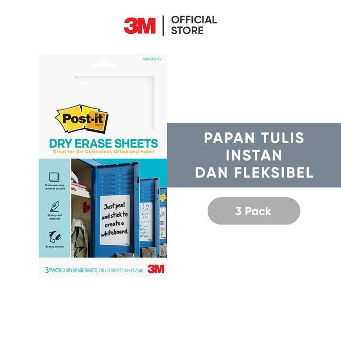 

3M Post-It Dry Erase Sheets, Papan Tulis Instan, Defsheets-3Pk