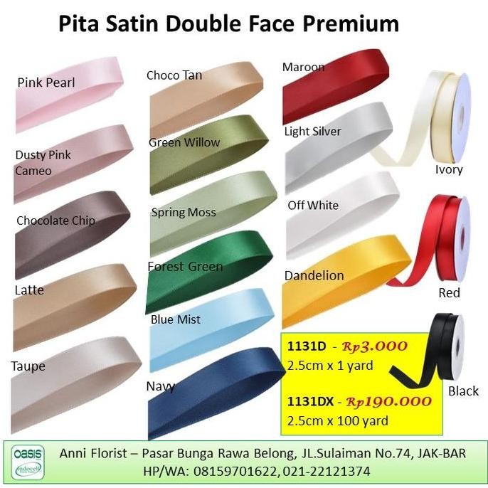 

ready stock Pita Satin Double Face Premium (1131DX), 2.5cm x 100 yard, pita buket