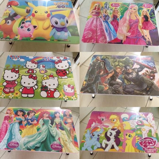 Meja Belajar Lipat Besi/Meja Belajar Anak Motif Katakter Stok