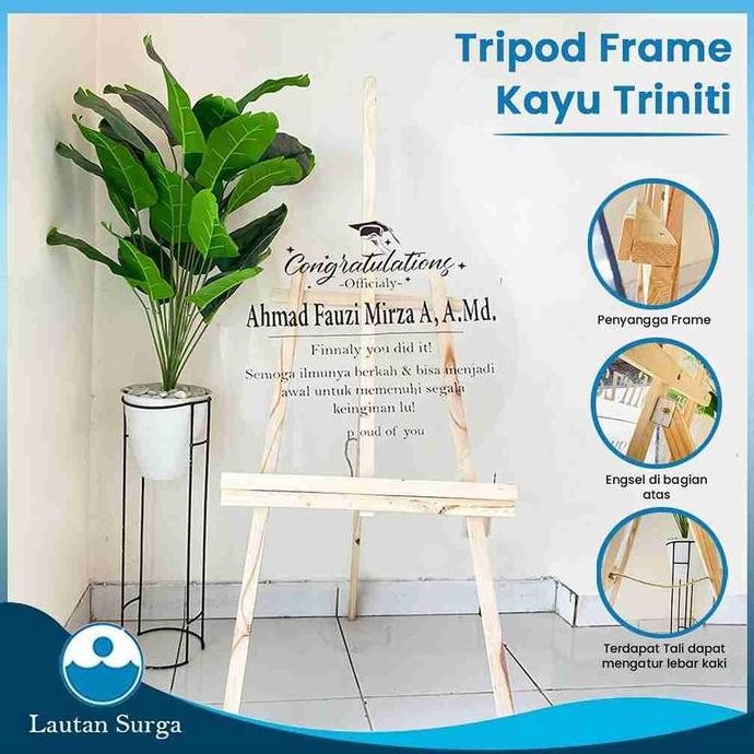 

ready Stand Tripod Wooden Easel Tripod Kayu Standing Lukis Papan Bunga Foto