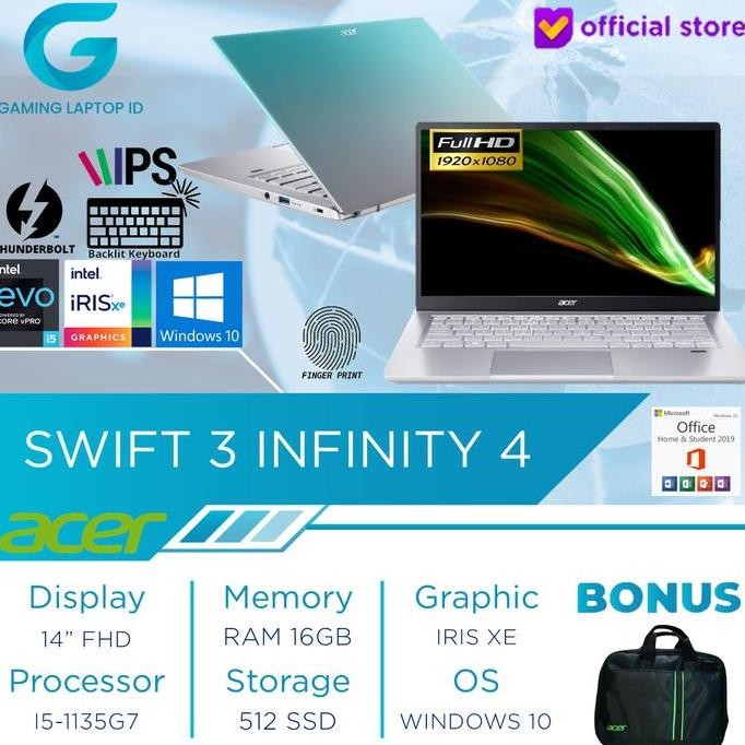 Acer Swift 3 Infinity4 SF314 EVO I5 1135G7 16GB 512ssd IrisXe W10+OHS