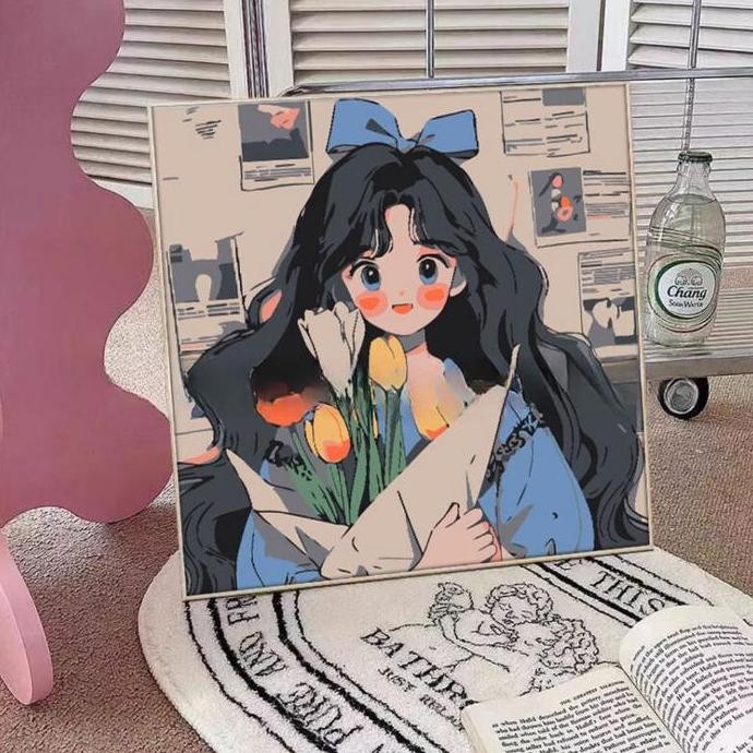 

ready UQ Paket Melukis Paint By Numbers Kit Anak Kanvas Gambar Colouring Belajar Mewarnai STY7051