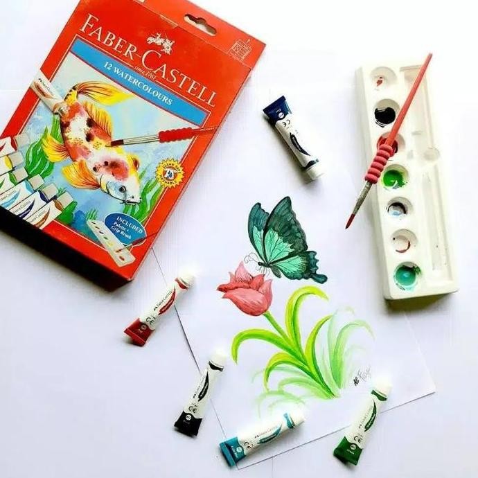 

ready Watercolours 12 Warna/Cat Air 12 Warna Faber Castell FREE Palet & Kuas