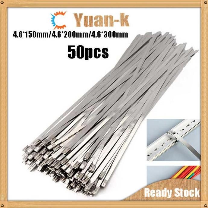 

ready 50PCS Kabel Ties Stainless Steel Metal 15/20/30cm Baja High Quality
