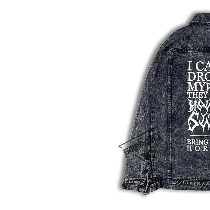 jacket denim sablon jaket jeans patch bordir bring me the horizon Panjang Pria daps