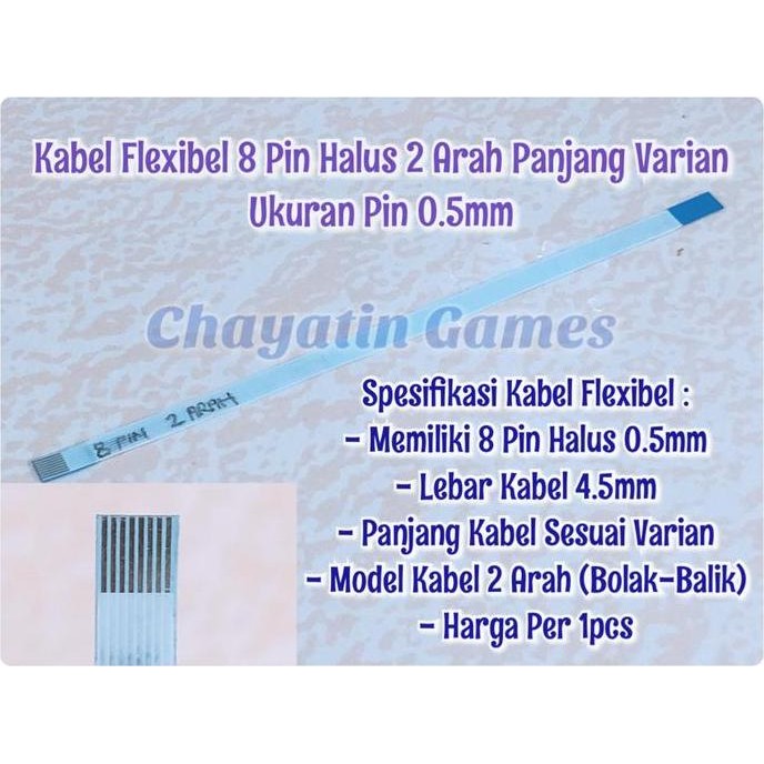 ready Kabel Flexibel 8 Pin Halus 2 Arah Panjang Varian Ukuran Pin 0.5mm