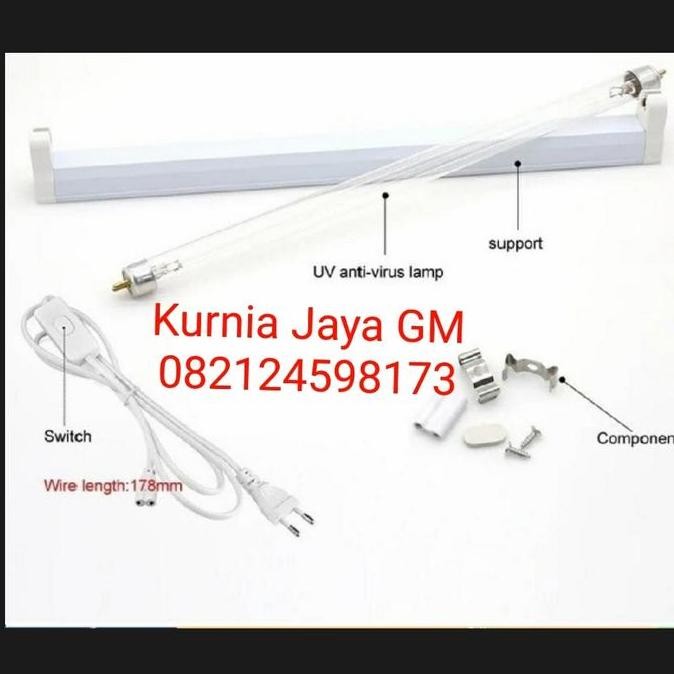 ready Lampu UVC Sterilizer T5 8watt /UV Kuman Bakteri 8watt KAP+KABEL SET