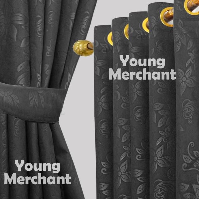 Harga Murah Gorden Pintu Jendela Polos Embos Smokering Abu Coklat Biru Pink Ungu Putih Maroon murah