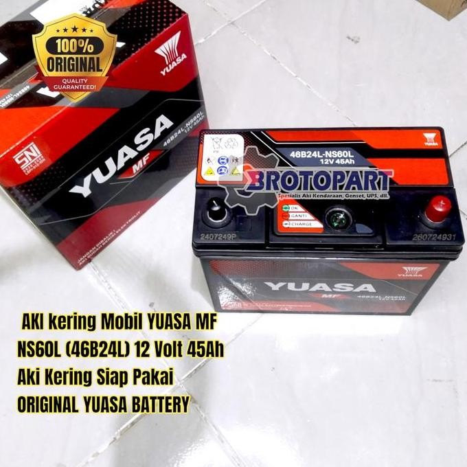 Aki Mobil Yuasa NS60L 46B24L MF 12V 45Ah Aki Kering Orinal Yuasa