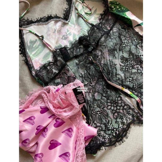 ready stock Victoria Secret Flyaway Lace Satin Silk Cami Pajamas Tanktop VS Tank murah