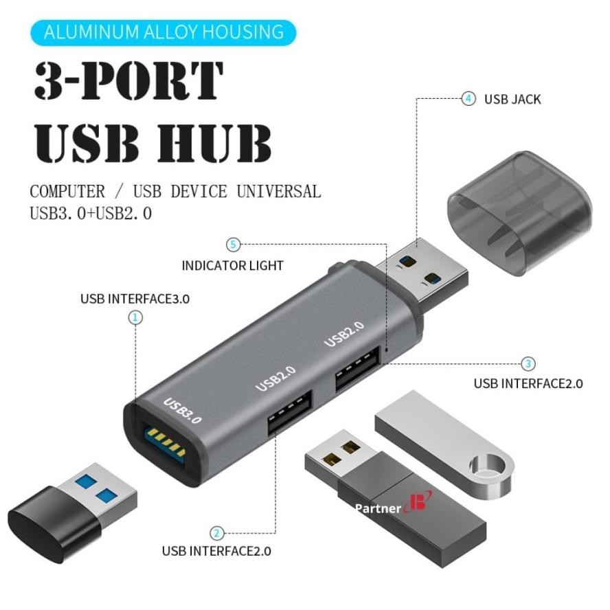 Baru Mini 3 Port Usb 3.0 2.0 Usb Hub Extension 3In1 Hub Usb