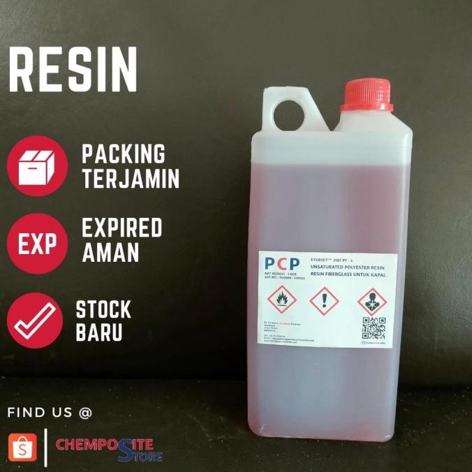 (Expert) resin fiber kapal 1 KG - resin fiberglass merah butek - lem fiber pink KAPAL FIBER KEMASAN 