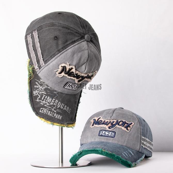 Promo Topi Baseball Vintage Pria Wanita Aksen Robek Original Premium - Planet Jeans Bc07
