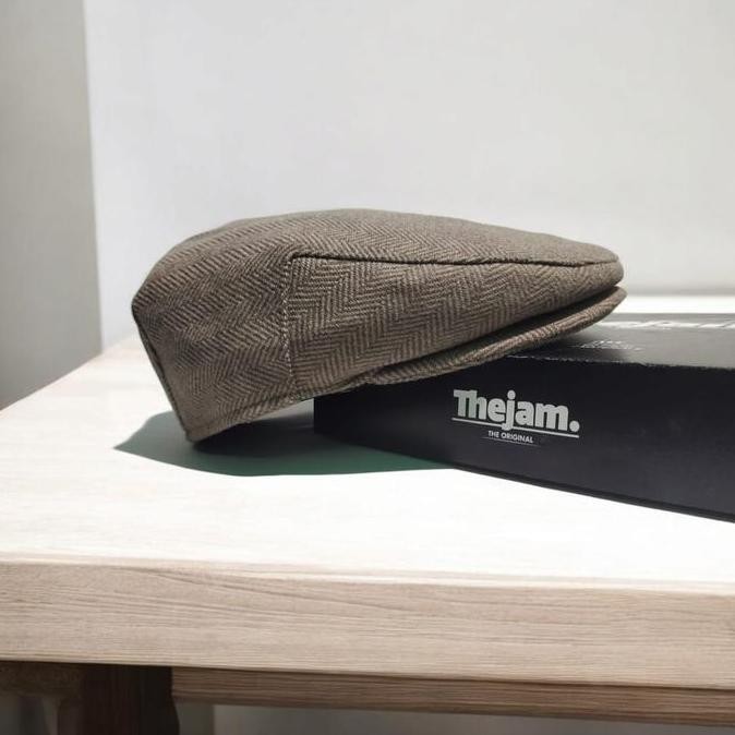 Grosir Thejam The Original Ivy Cap Wool Herringbone Krem | Topi Seniman | Topi Copet Vintage