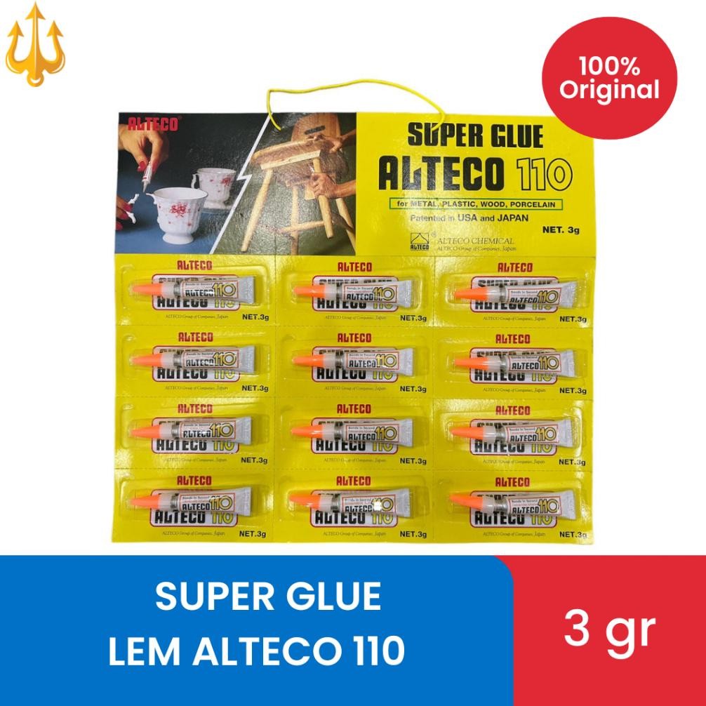 

Produk Baru!! Lem Super Glue ALTECO 110 Original 3gr - 1 Lusin (12 pcs)
