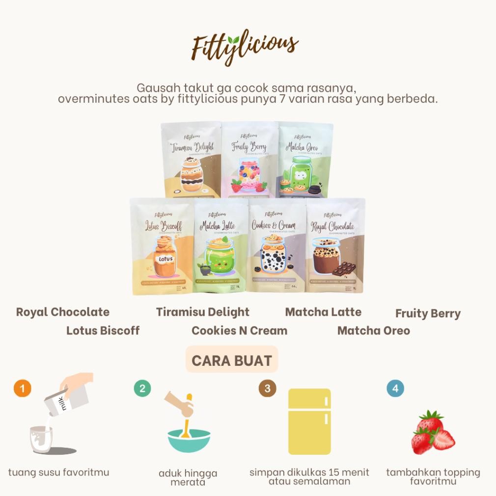 

Fittylicious DIY Overminutes Oats / Oatmeal / Sereal Oat BUY 4 GET 1 FREE REFILL / Overnight Oats