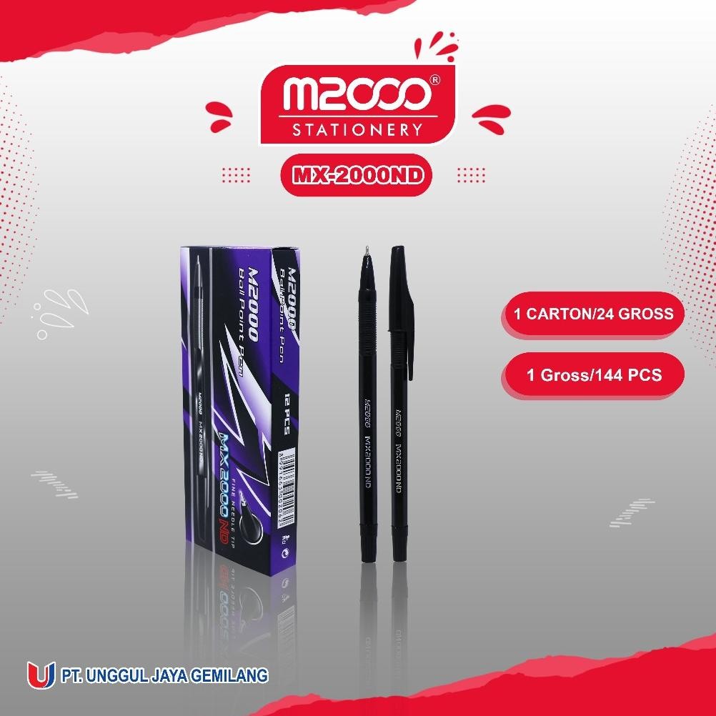 

Pulpen M2000 Mx-2000Nd Warna Hitam - 1 Box Isi 12 Pak (Total 144 Pcs) Original