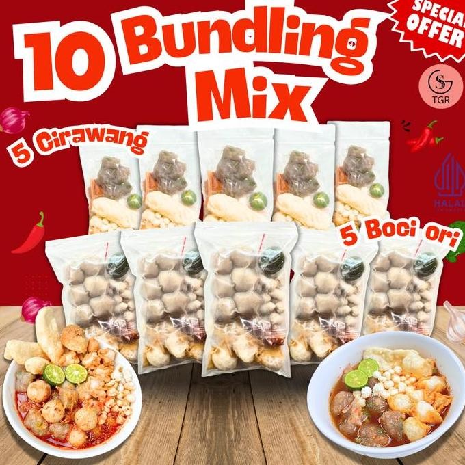 

10 Bundling MIX isi 5 CIRAWANG dan 5 Baso Aci Ori Hemat Paketan Banyak kuah kaldu hotpot instan gurih pedas sambal Food Makanan Ayam Bawang Seblak SHA