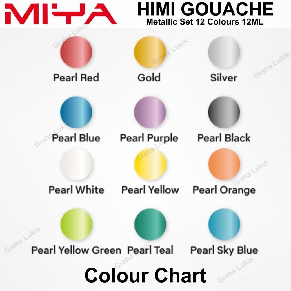

Miya Himi GOUACHE Metallic Paint Set Twin 12 Colors x 12ml - Cat Gouache Terlaris