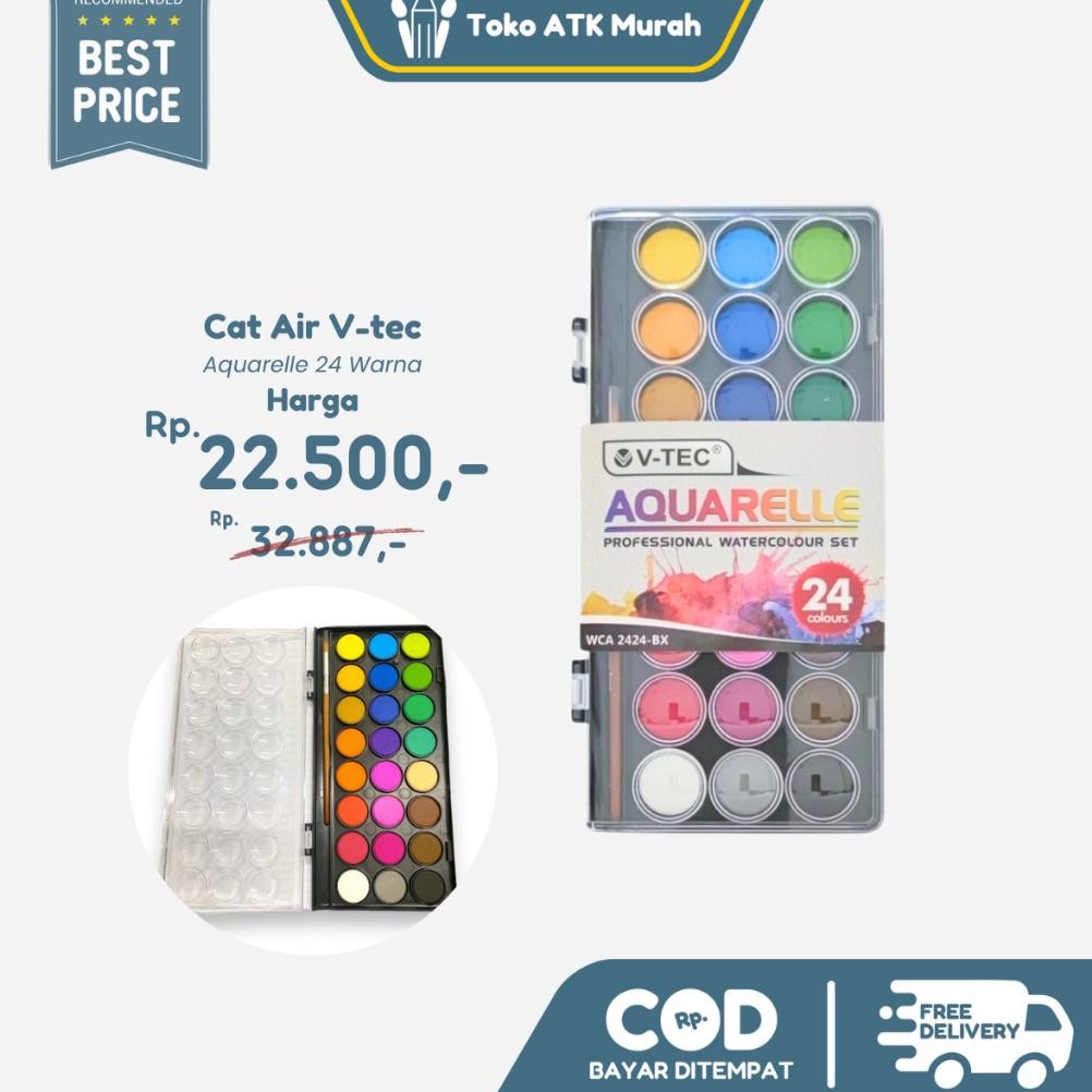

V-Tec Aquarelle 24 Warna - Cat Air Padat - Watercolour Cake Terlaris
