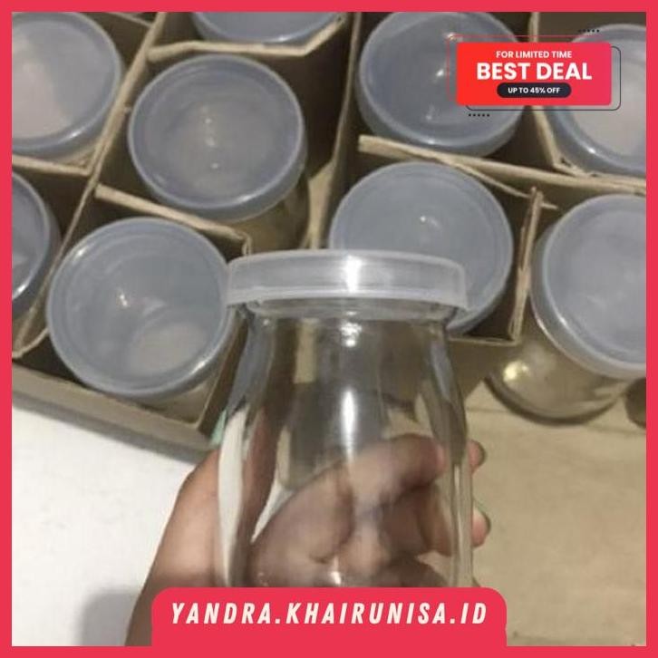 JAR KACA ML DENGAN TUTUP PLASTIK BENING TRANSPARAN BOTOL SUSU VIRAL TOPLES MINI  ML STOPLES KECIL BO