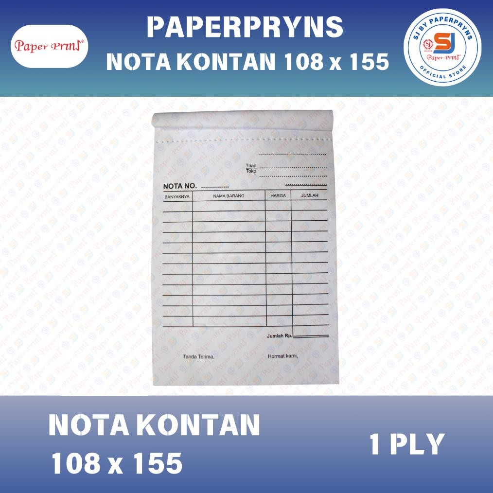 

[SET ISI 10] PAPERPRYNS Nota Kontan 108 x 155 mm 1 PLY - HVS (50 Lembar) RB07
