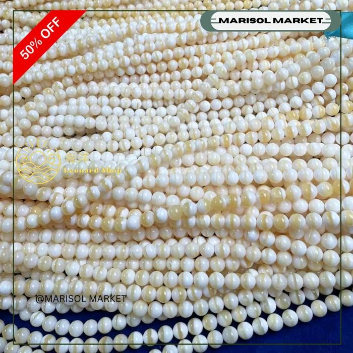 TASBIH GELANG KULIT KERANG SUPER MATA KUCING ASLI 100% PUTIH SERAT EMAS / PUTIH MUTIARA BAHAN BERKUA