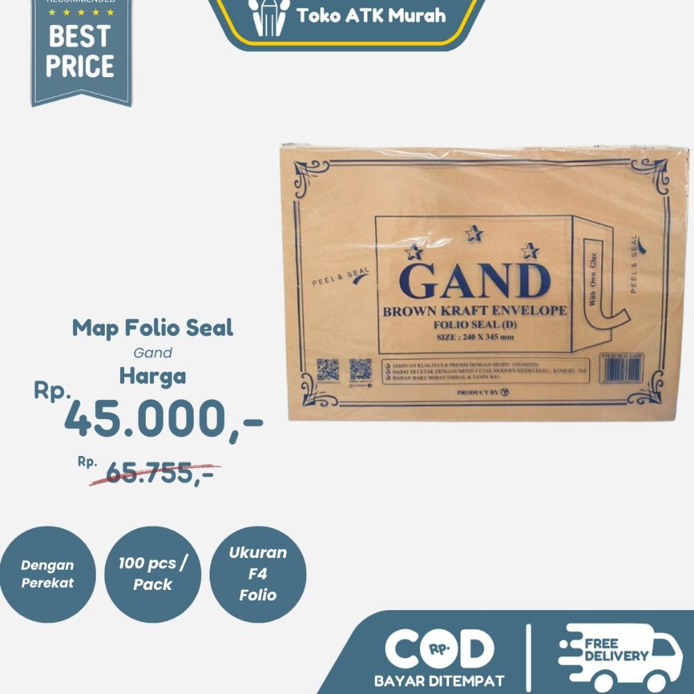 

Baru Amplop Coklat Folio Seal GAND Amplop Surat Lem