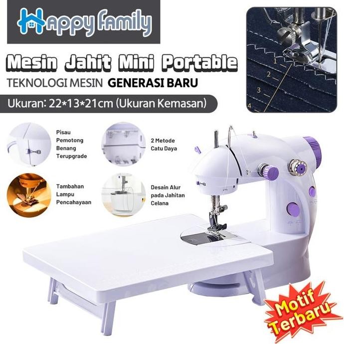 

Terlaris (Hf) Mesin Jahit Mini Portable Gt202 A Fhsm 202 + Meja Besar + Sewing Kit Set