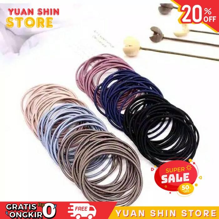KARET IKAT RAMBUT KOREA ISI 100PCS KARET ELASTIS RAMBUT WANITA KOREA IKAT RAMBUT DIJAMIN GRATIS ONGK