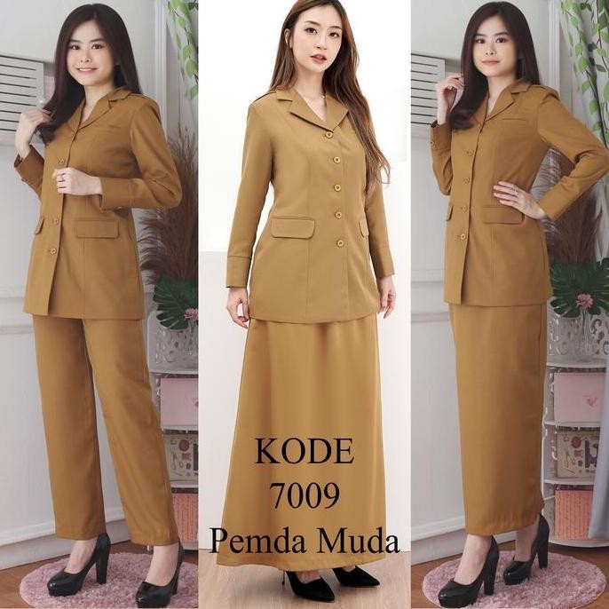 JAS BLAZER SERAGAM LYNELLE COLLECTION WANITA PEMDA MUDA/KHAKI MUDA/KEKI MUDA STELAN ROK A / ROK SPAN