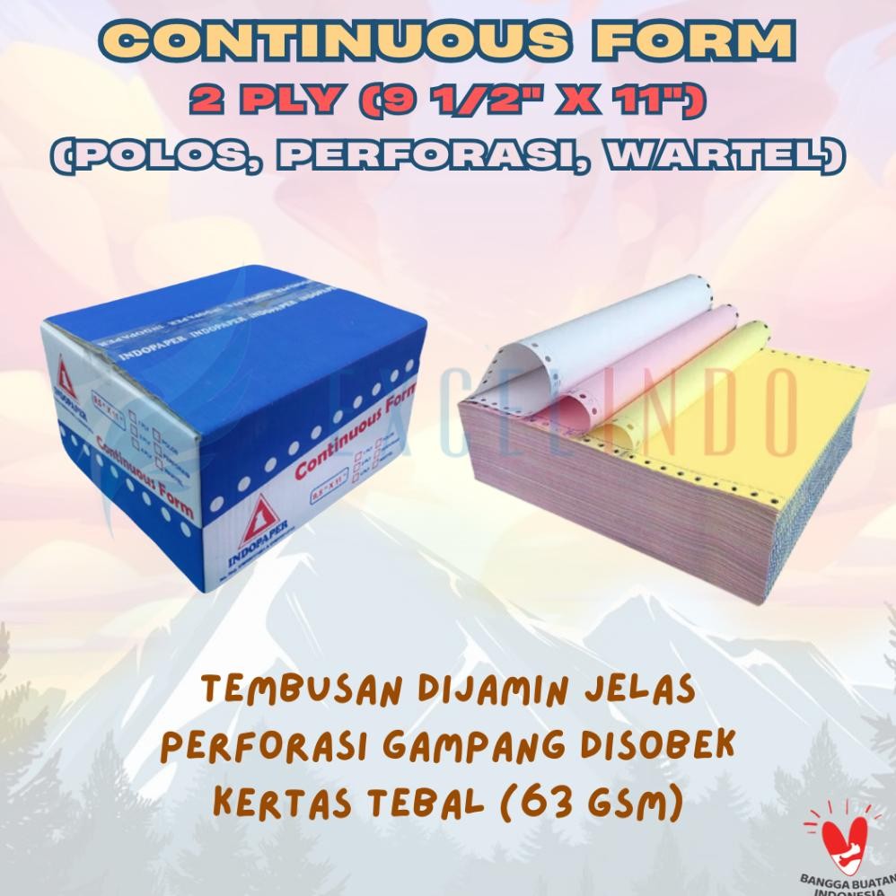 

Sale! Kertas Continuous Form 2 Ply Ncr Ekonomis - Full/Perforasi Indopaper