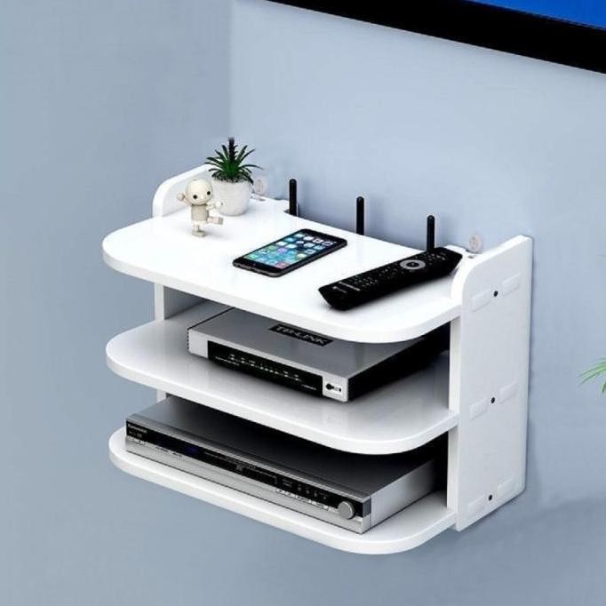 Rak Dinding Gantung Set Top Box TV Router Wifi dan DVD player 3 Susun