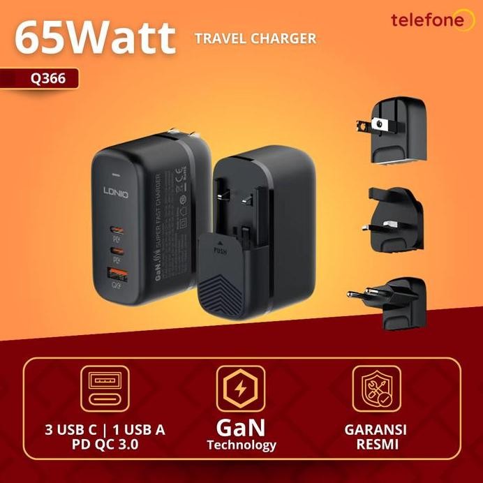 ready LDNIO Q366 65W GaN Super Fast Charger adapter ORIGINAL