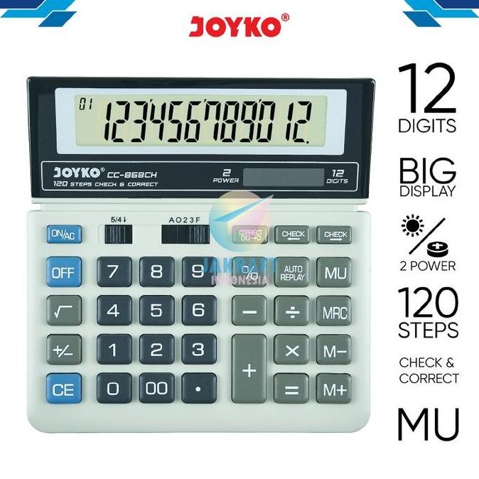 

restock (1 Unit) Kalkulator JOYKO CC-868CH Calculator 12 Digit Ratusan Miliar Big Display Mark Up Dual Power Correct & Check