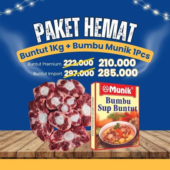 

TERLARIS Paket Hemat Buntut 1Kg + Bumbu Munik 1Pcs ready