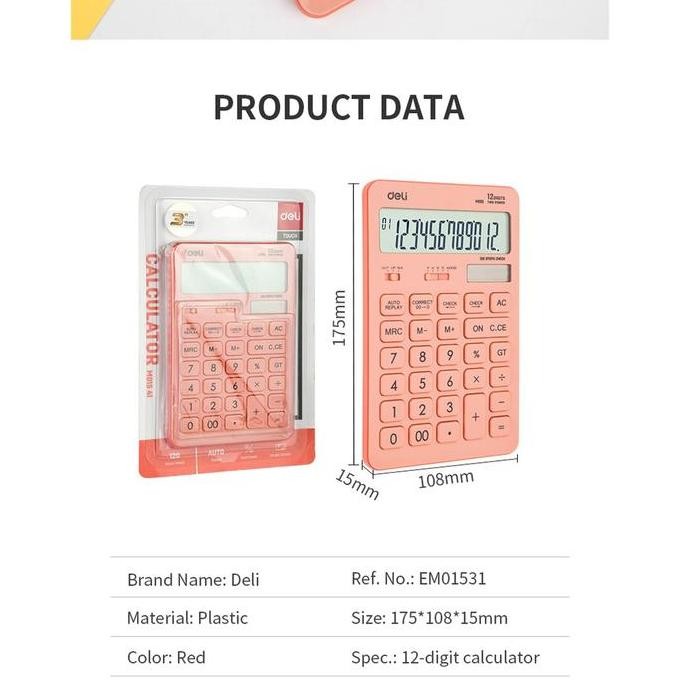 

restock Kalkulator DELI Plastik 12 Digit - EM015