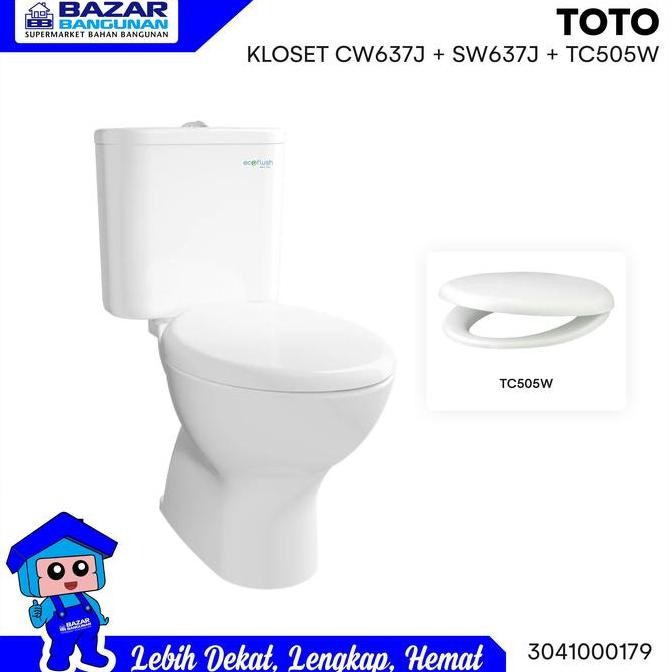 Premium Toto - Closet Kloset Toilet Duduk Cw 637 J Cw637J Complete Set White