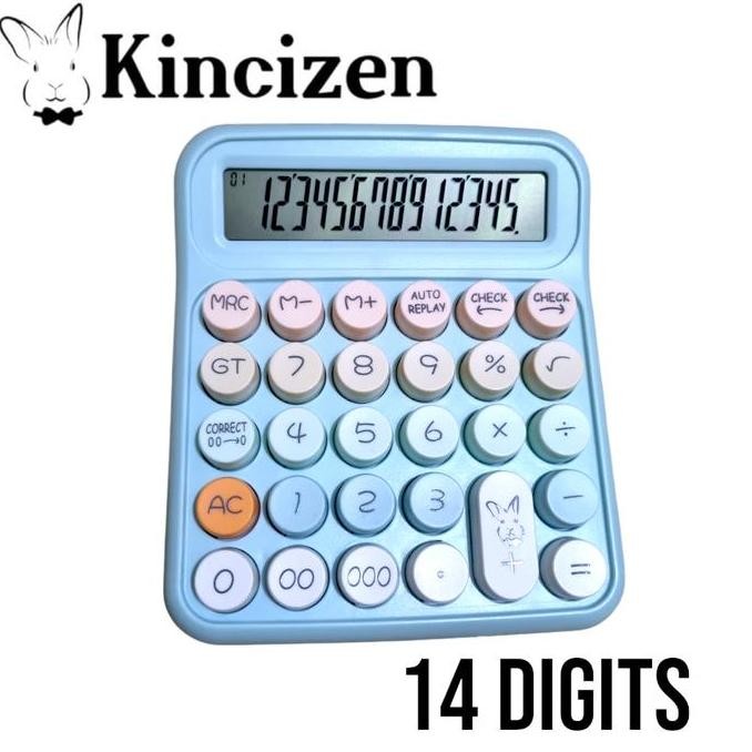 

restock Kalkulator KC 2034 Layar Besar 14 digit Tombol Bulat Besar Display KINCIZEN Check & Correct calculator Pastel Matematika kantor akuntansi sekolah anak Warna warni Lucu Unik Biru Hitam Putih
