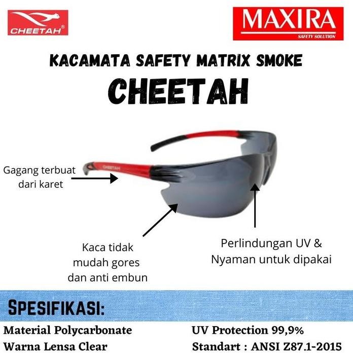 

Terlaris Kacamata Safety Matrix Smoke / Safety Glasses Matrix Smoke Cheetah