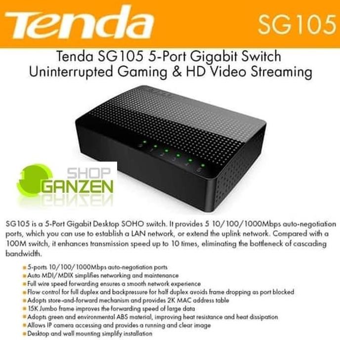 Tenda Sg105 5-Port Gigabit Desktop Switch