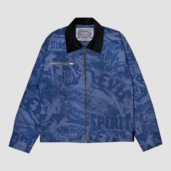 Promo Evilspirit Jacket - Xisfani Blue Unisex Jaket Pria Wanita Tebal Panjang Zipper Printing